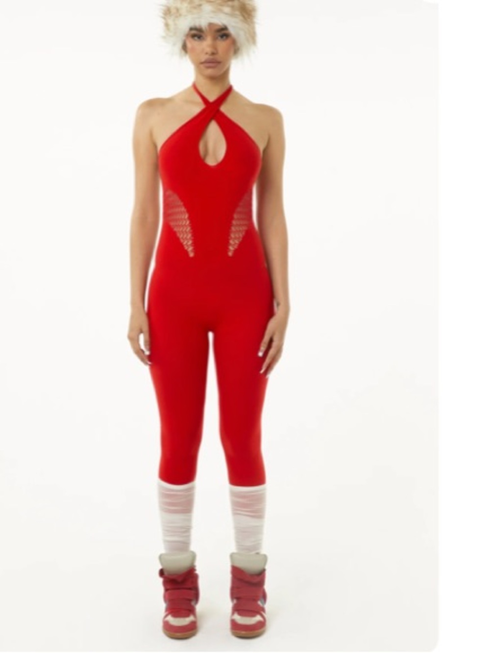 Women's Red Halter Jumpsuit